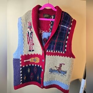Vintage Eddie Bauer 100% Wool Americana Vest Size Large